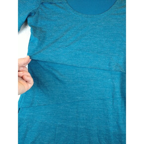 Prana Abilene Wool Blend Dress Women's Small Teal Tiered Lined Short Sleeve - Picture 4 of 13